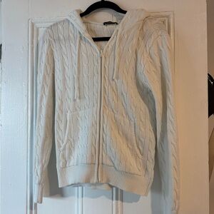 Brandy Melville White Cable Knit zip up